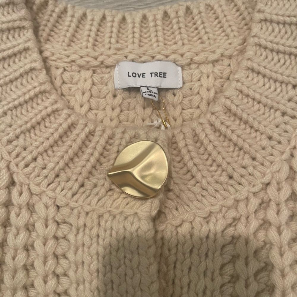 Love Tree Beige Knit Cardigan Vest - Picture 4 of 7